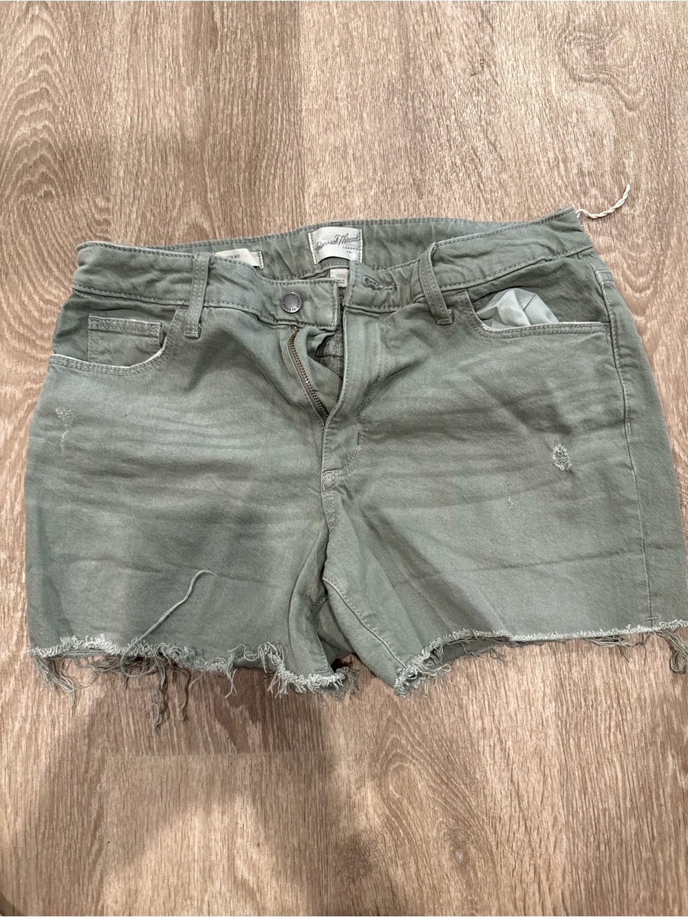 Universal Thread Olive Green Frayed Hem Jean Shorts